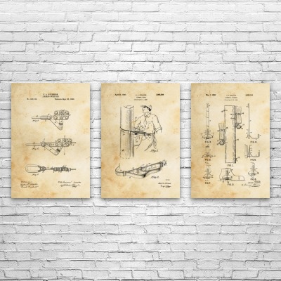 Lineman Patent Wall Art Set of 3