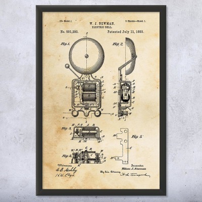 Fire House Alarm Bell Patent Wall Art