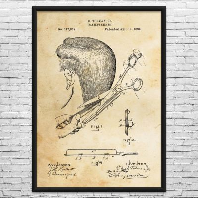 Barbers Scissors Patent Wall Art