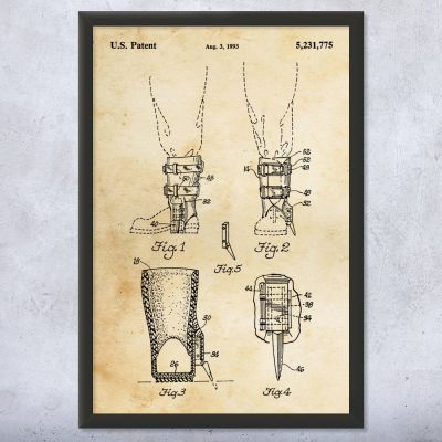 Tree Climbing Boot Patent Wall Art