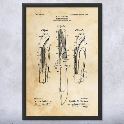 Hunting Knife Patent Wall Art