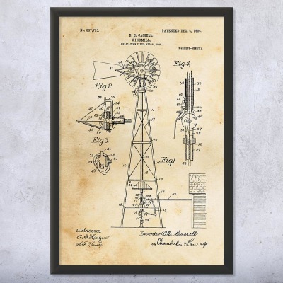 Windmill Patent Wall Art