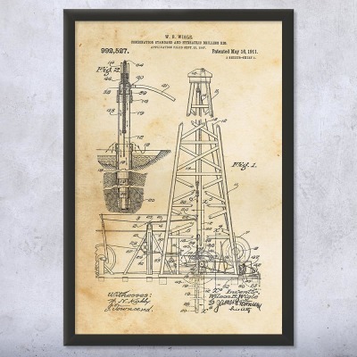 Oil Drilling Rig Patent Wall Art