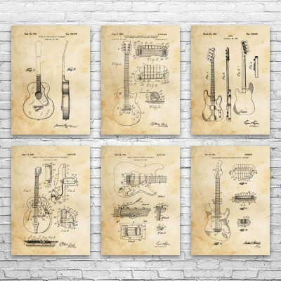 Guitar Patent Wall Art Set of 6