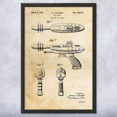 Retro Ray Gun Patent Wall Art