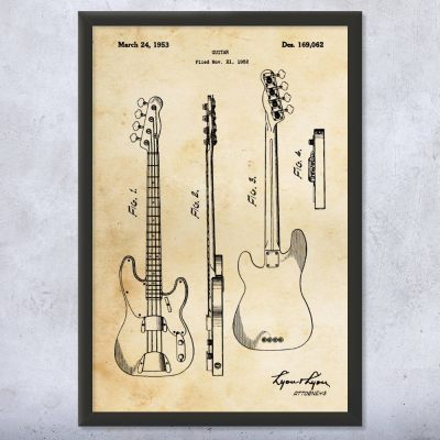 1953 Bass Guitar Patent Wall Art
