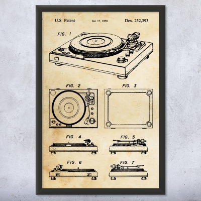 Record Turntable Patent Wall Art