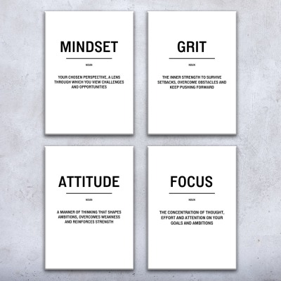 Mindset Focus Motivational Prints Set of 4