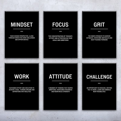 Mindset Focus Definition Wall Art Bold Set of 6
